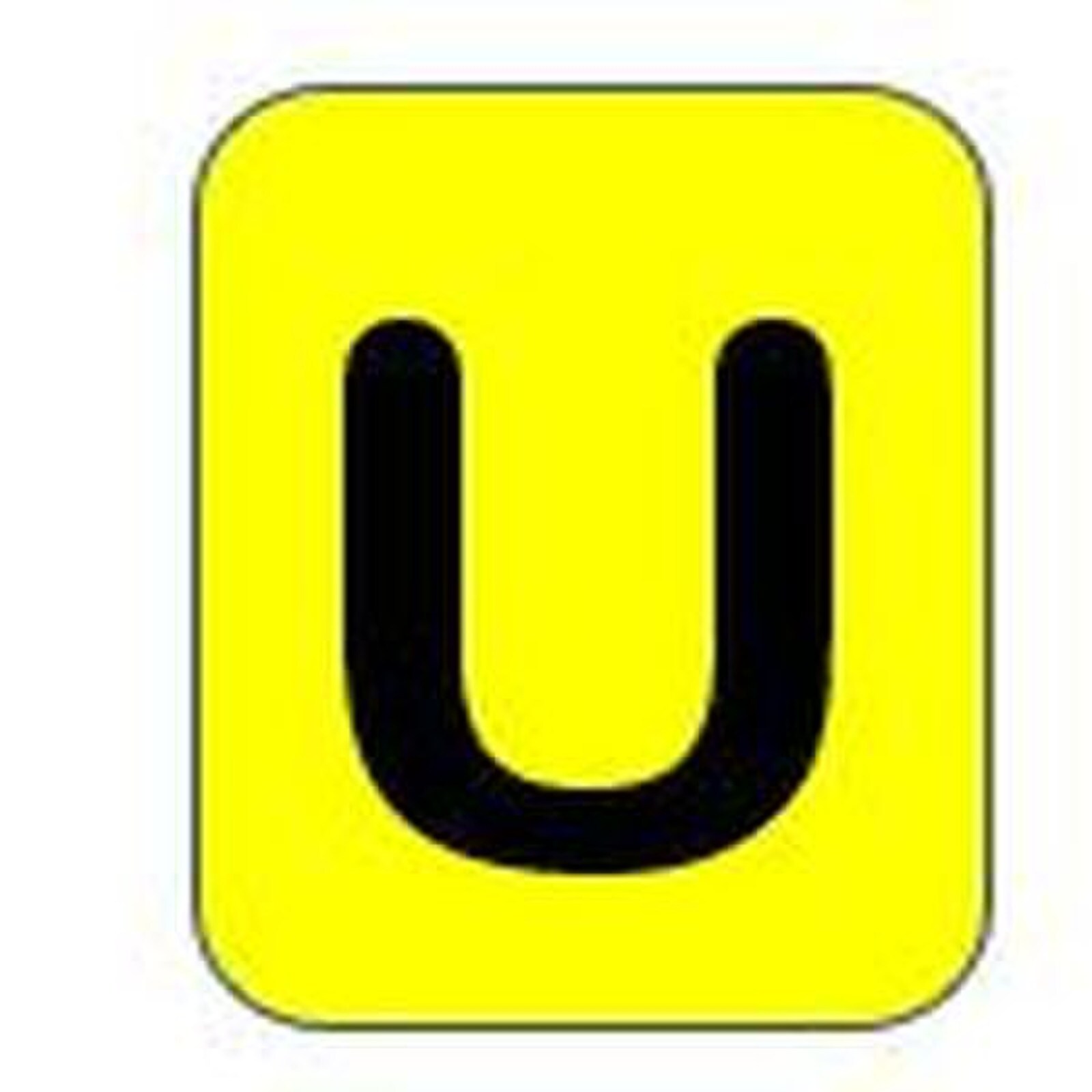 Sign black/yellow 80x51mm - Letter U